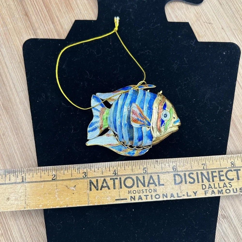 Cloisonne Enameled Metal‎ Articulated Fish Ornament Body Bends Vibrant Colors
